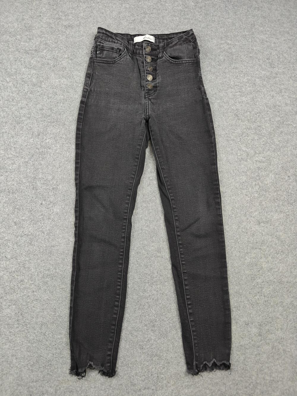 KanCan Skinny Jeans Womens 1/24 Black Charcoal Wash High Rise Stretch 31.5